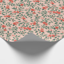 Roze en Holly Christmas Wrapping Paper