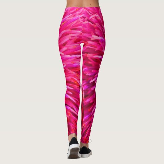 Roze en hotroze Abstract met persoonlijke naam Leggings (Achterkant)
