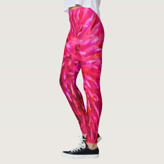 Roze en hotroze Abstract met persoonlijke naam Leggings (Links)