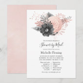 Roze en houtskool Baby of Vrijgezellenfeest per po Kaart (Voorkant / Achterkant)