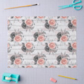 Roze en houtskool Rozen Rustisch hout Ontworpen Tissuepapier (Craft)