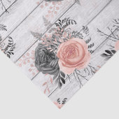 Roze en houtskool Rozen Rustisch hout Ontworpen Tissuepapier (Detail)