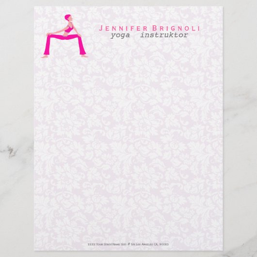 Roze en huid tinten yoga pose silhouet persoonlijk briefhoofd (Voorkant)