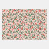 Roze en Hulst Kerst Inpakpapier Vel (Voorkant 2)