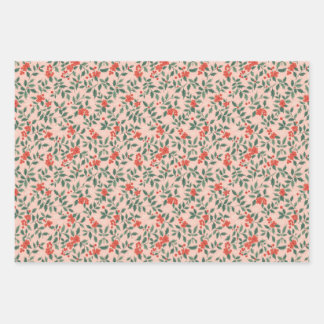 Roze en Hulst Kerst Inpakpapier Vel