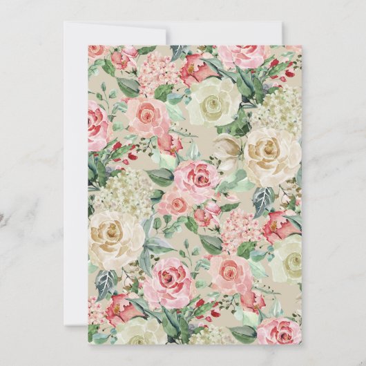 Roze en hydrangea Floral 70e verjaardag Kaart (Achterkant)