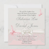 Roze en ivoor Butterflies en de Uitnodiging van de (Achterkant)