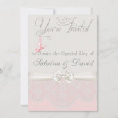 Roze en ivoor Butterflies en de Uitnodiging van de (Voorkant)