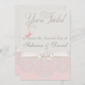 Roze en ivoor Butterflies en de Uitnodiging van de (Voorkant / Achterkant)
