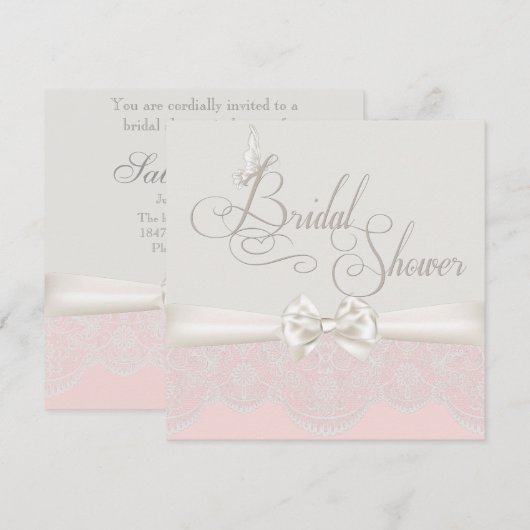 Roze en ivoor Butterflies en kant Vrijgezellenfees Kaart (Voorkant / Achterkant)