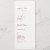 Roze en Ivoor Monogram Welkom Huwelijksprogramma Programmakaart (Voorkant)