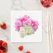Roze en ivoor Peony Paper Napkins Servet (Insitu)
