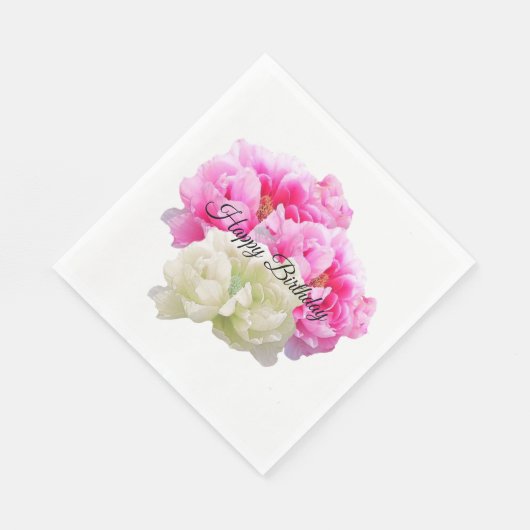 Roze en ivoor Peony Paper Napkins Servet (Hoek)