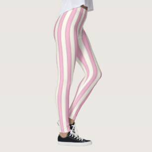 Roze en Ivoor Verticale Strepen Leggings