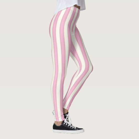 Roze en Ivoor Verticale Strepen Leggings (Rechts)