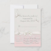 Roze en ivoren Butterflies en Lace RSVP (Achterkant)