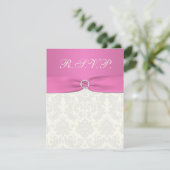 Roze en ivoren kaart voor het beantwoorden van vra (Staand voorkant)