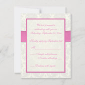 Roze en ivoren kaart voor het beantwoorden van vra (Achterkant)