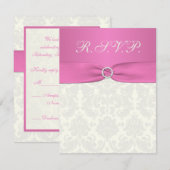 Roze en ivoren kaart voor het beantwoorden van vra (Voorkant / Achterkant)