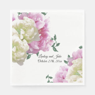 Roze en ivoren ponies Wedding Paper Napkins Servet