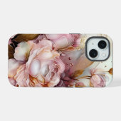 Roze en ivoren Rozen iPhone 15 Case (Achterkant horizontaal)
