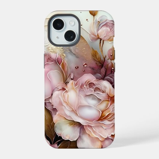 Roze en ivoren Rozen iPhone 15 Case (Achterkant)
