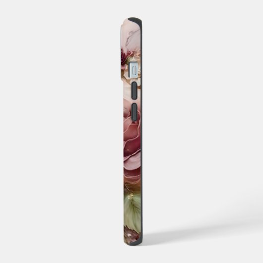 Roze en ivoren Rozen iPhone 15 Case (Linkerkant)