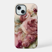 Roze en ivoren Rozen iPhone 15 Case (Achterkant)
