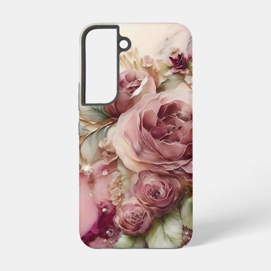 Roze en ivoren Rozen Samsung Galaxy Hoesje (Achterkant)
