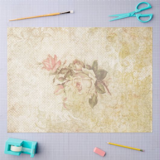   roze en ivoren Rozen Tissuepapier (Craft)