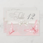 Roze en ivoren vlinders en Kaart van de kant (Voorkant / Achterkant)