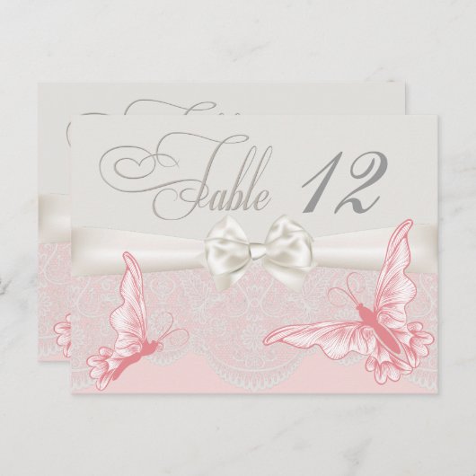 Roze en ivoren vlinders en Kaart van de kant (Voorkant / Achterkant)