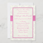 Roze en Ivory Damask Sweet Sixteen Uitnodiging (Achterkant)