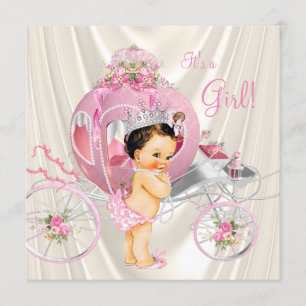 Roze en Ivory Pearl Princess Baby shower Kaart