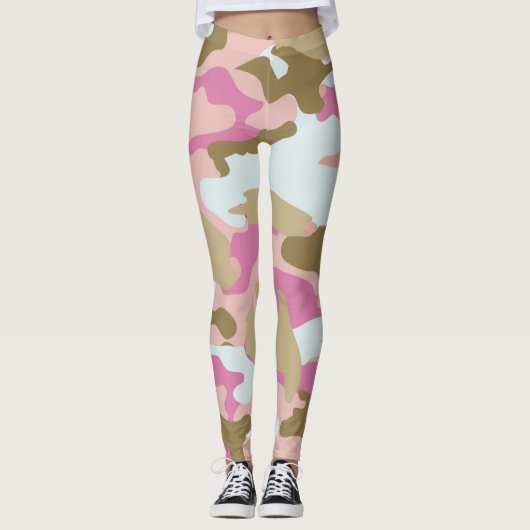 Roze en kaki camo Leggings (Voorkant)