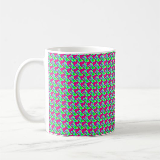 roze en kalkgroene koffie of thee drink koffiemok (Links)