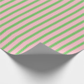 Roze en kalkgroene lijnen Verpakkingspapier Cadeaupapier (Hoek)
