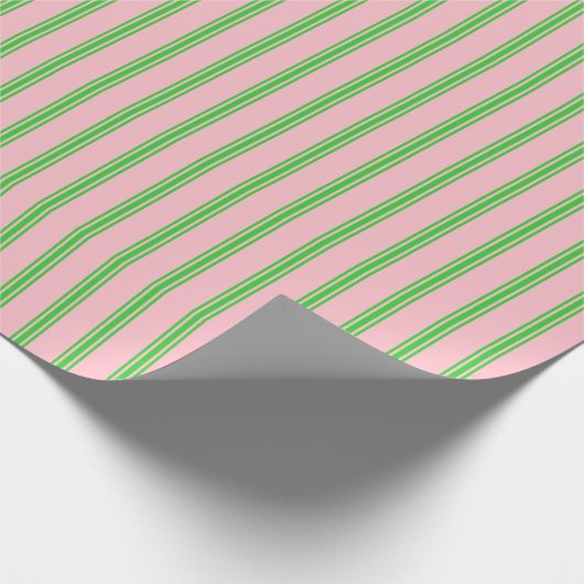 Roze en kalkgroene lijnen Verpakkingspapier Cadeaupapier (Hoek)