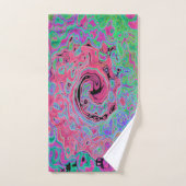 Roze en kalkgroene roovy Abstract Retro Swirl Bad Handdoek (Handdoek)