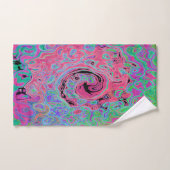 Roze en kalkgroene roovy Abstract Retro Swirl Bad Handdoek (Handdoek)