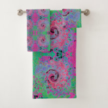 Roze en kalkgroene roovy Abstract Retro Swirl