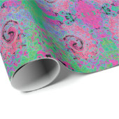 Roze en kalkgroene roovy Abstract Retro Swirl Cadeaupapier (Rol Hoek)