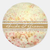 Roze en Karamel Tan Petunia Huwelijkszegel Ronde Sticker (Voorkant)
