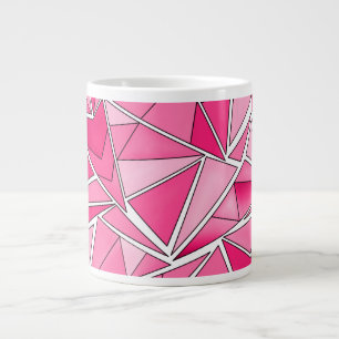 Roze en karmozijnrode geometrische vormen patroon grote koffiekop
