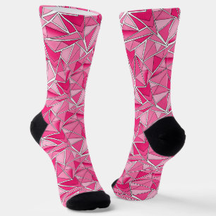 Roze en karmozijnrode geometrische vormen patroon  sokken