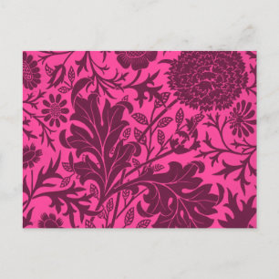 roze en kastanjebruin bloemmotief briefkaart