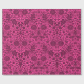   roze en kastanjebruin bloemmotief cadeaupapier (Vlak)