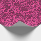   roze en kastanjebruin bloemmotief cadeaupapier (Hoek)