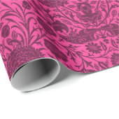   roze en kastanjebruin bloemmotief cadeaupapier (Rol Hoek)