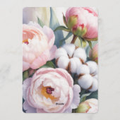 Roze en Katoenen Koppel Bruiloft Kaart (Achterkant)